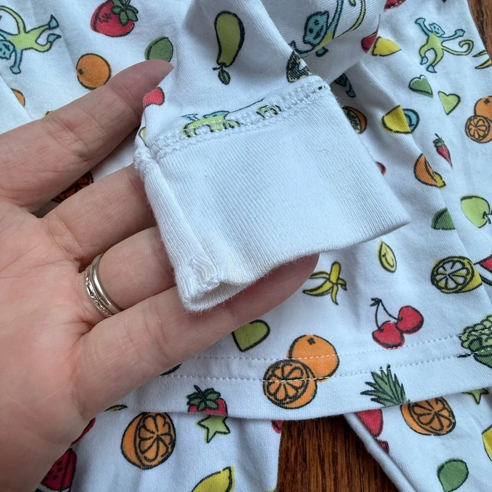 Roller Rabbit White Kids Pajama Set with Colorful Fruit & Stars Print